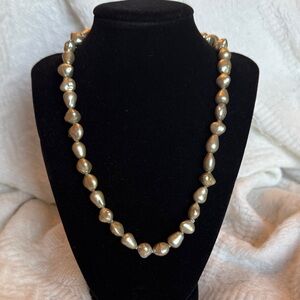 Gray Pearl Vintage 19” Necklace!  EUC Rhinestone in back clasp